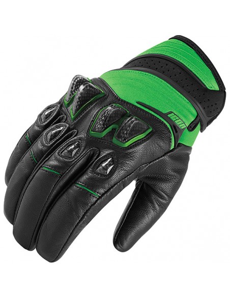 GUANTES  MOTO ICON PIEL KONFLICT STEALTH VERDES