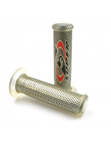 PUÑOS DE MOTO EFECTO CARBONO TRANSPARENTE