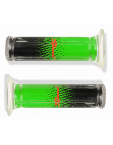 PUÑOS DE MOTO TRANSPARENTE VERDE Y NEGRO