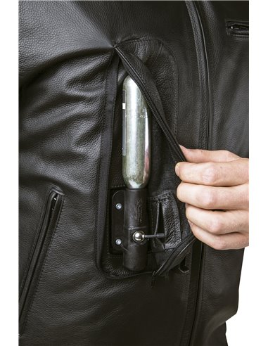 CHAQUETA DE MOTO PIEL CON AIRBAGS ROADSTER NEGRA