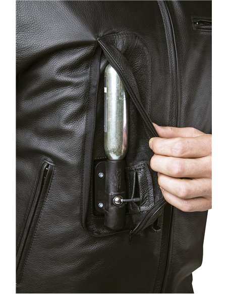 CHAQUETA DE MOTO PIEL CON AIRBAGS ROADSTER NEGRA