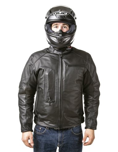 CHAQUETA DE MOTO PIEL CON AIRBAGS ROADSTER NEGRA