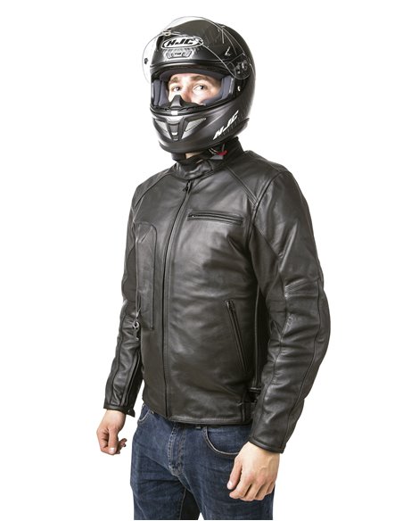 CHAQUETA DE MOTO PIEL CON AIRBAGS ROADSTER NEGRA