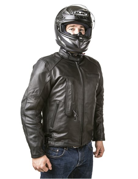 CHAQUETA DE MOTO PIEL CON AIRBAGS ROADSTER NEGRA