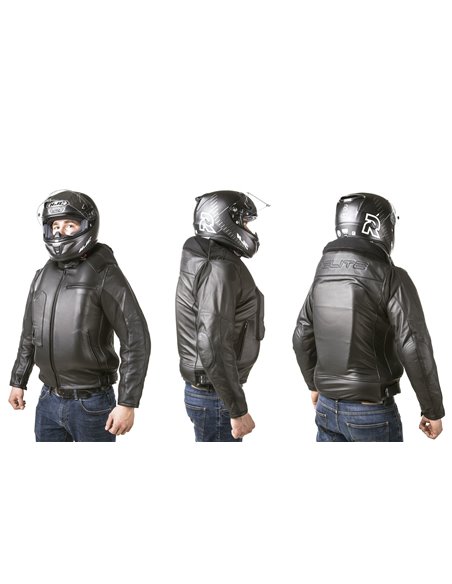 CHAQUETA DE MOTO PIEL CON AIRBAGS ROADSTER NEGRA