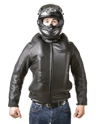 CHAQUETA DE MOTO PIEL CON AIRBAGS ROADSTER NEGRA