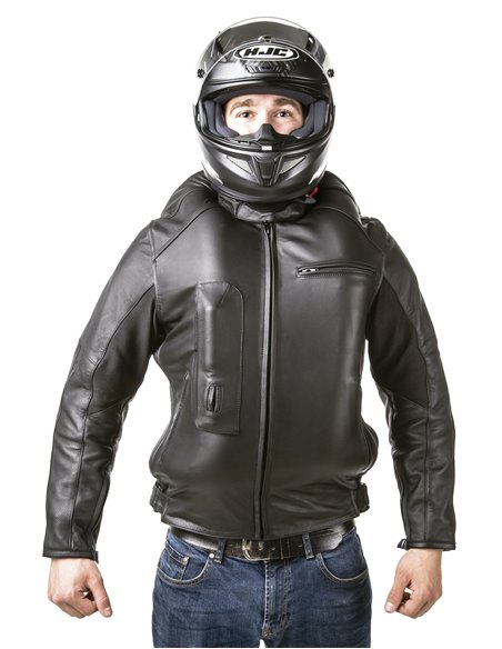 CHAQUETA DE MOTO PIEL CON AIRBAGS ROADSTER NEGRA