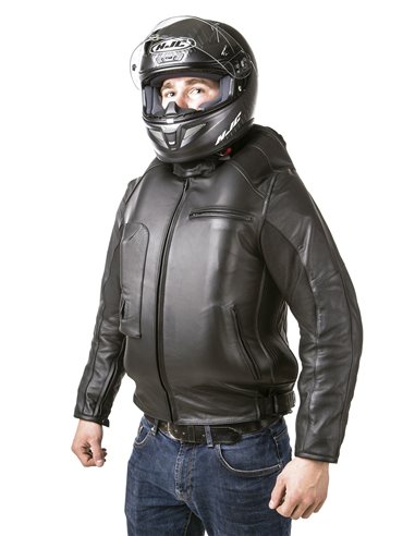 CHAQUETA DE MOTO PIEL CON AIRBAGS ROADSTER NEGRA