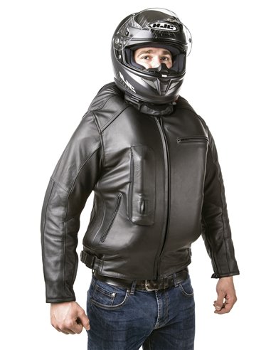 CHAQUETA DE MOTO PIEL CON AIRBAGS ROADSTER NEGRA