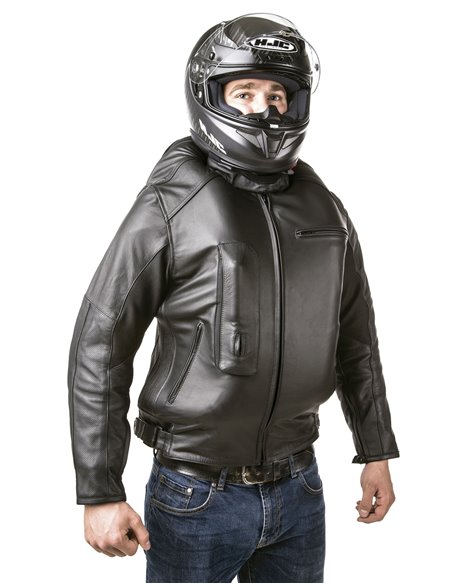 CHAQUETA DE MOTO PIEL CON AIRBAGS ROADSTER NEGRA