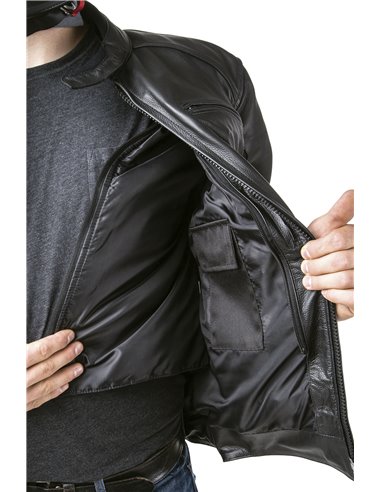 CHAQUETA DE MOTO PIEL CON AIRBAGS ROADSTER NEGRA
