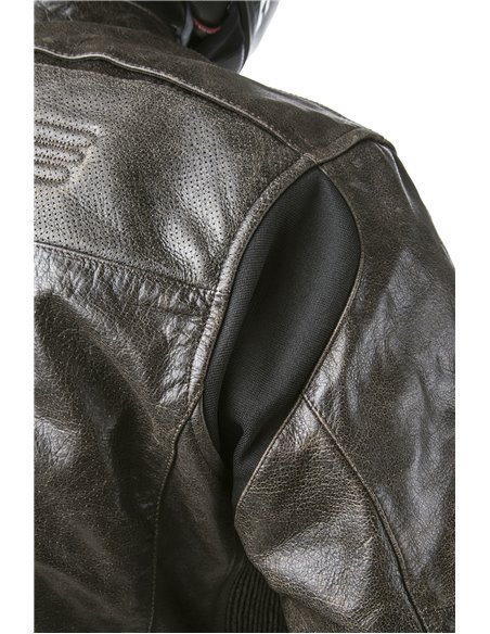 CHAQUETA DE MOTO PIEL CON AIRBAGS ROADSTER MARRON