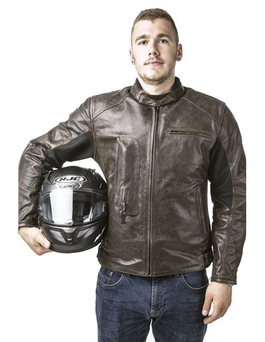 CHAQUETA DE MOTO PIEL CON AIRBAGS ROADSTER MARRON