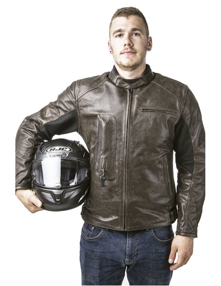 CHAQUETA DE MOTO PIEL CON AIRBAGS ROADSTER MARRON