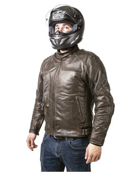 CHAQUETA DE MOTO PIEL CON AIRBAGS ROADSTER MARRON
