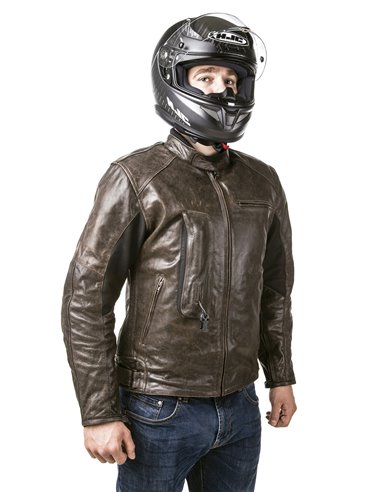 CHAQUETA DE MOTO PIEL CON AIRBAGS ROADSTER MARRON