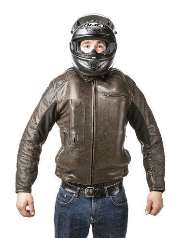 CHAQUETA DE MOTO PIEL CON AIRBAGS ROADSTER MARRON