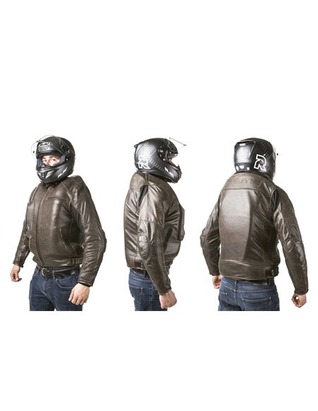 CHAQUETA DE MOTO PIEL CON AIRBAGS ROADSTER MARRON
