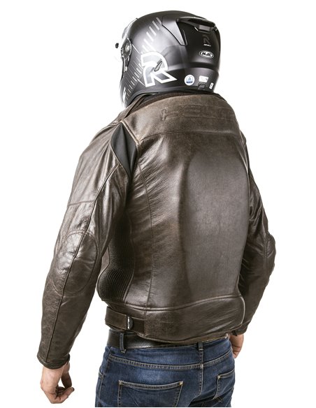 CHAQUETA DE MOTO PIEL CON AIRBAGS ROADSTER MARRON