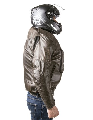 CHAQUETA DE MOTO PIEL CON AIRBAGS ROADSTER MARRON