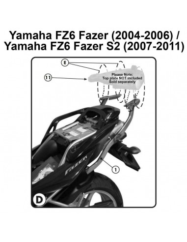 ANCLAJE MALETA TRASERA MONORACK YAMAHA FZ6 2004...