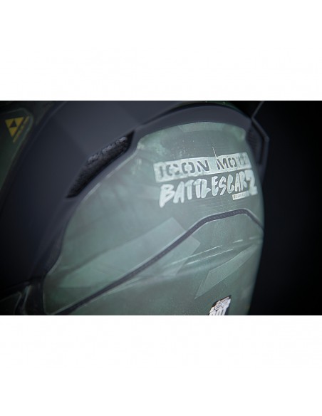 CASCO ICON AIRFLITE BATTLESCAR 2 VERDE + PANTALLA DORADA GRATIS