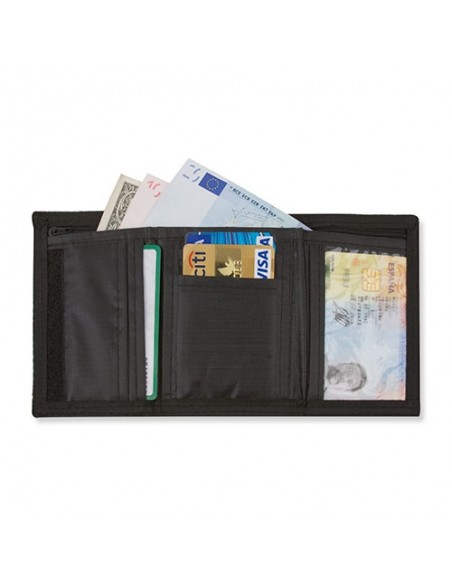 BILLETERO MONEDERO CUADRADO TEXTIL NEGRO