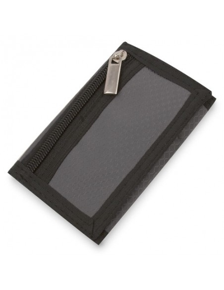BILLETERO MONEDERO CUADRADO TEXTIL GRIS