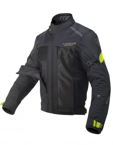 CHAQUETA MOTO ADDICT EVO 4S NEGRO/FLUOR 4 ESTACIONES