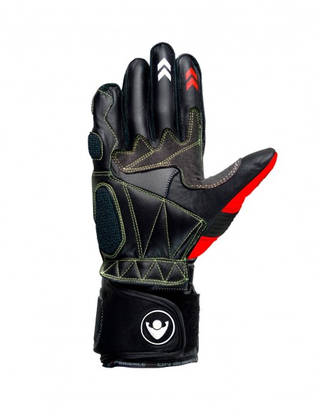 GUANTES DE MOTO RACING PRX-1 PIEL NEGRO/ROJO