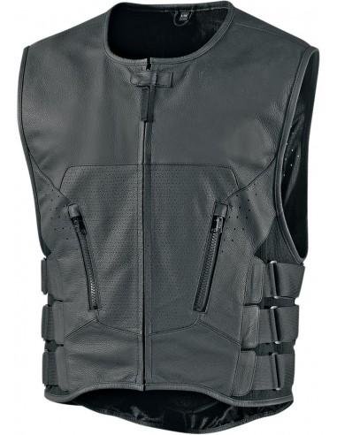CHALECO MOTO ICON PIEL REGULATOR D3O STRIPPED