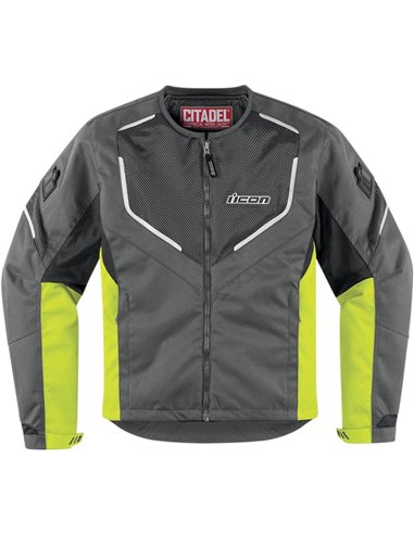 CHAQUETA MOTO ICON CITADEL HIVIZ AMARILLO