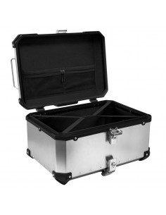 MALETA BAUL TRASERO ALUMINIO GRIS 60 LITROS + RESPALDO + PARRILLA DE ALUMINIO