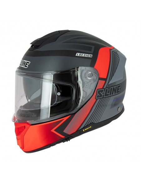 CASCO DE MOTO INTEGRAL FIBRA DE VIDRIO NEGRO/ROJO