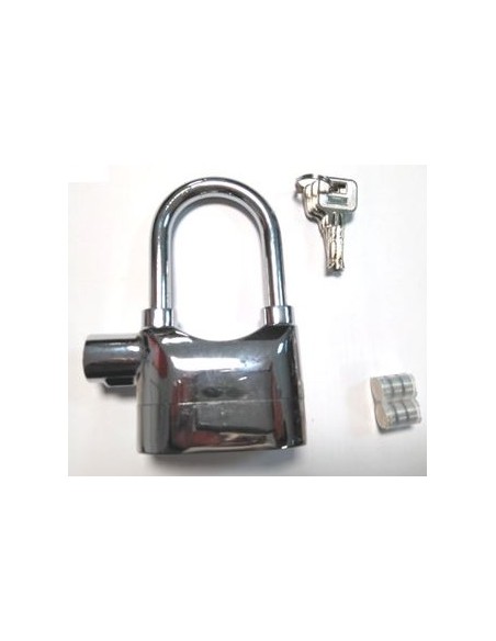 CANDADO CON ALARMA CROMADO