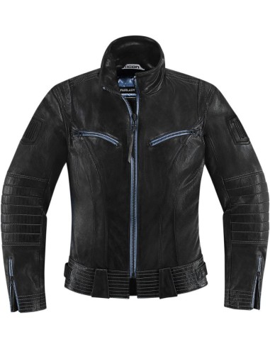 CHAQUETA MOTO ICON MUJER PIEL FAIRLADY NEGRA LIQUIDACION ALTA GAMA