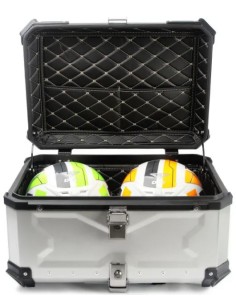 MALETA BAUL TRASERO ALUMINIO PLATA 58 LITROS + PARRILLA DE ALUMINIO 2