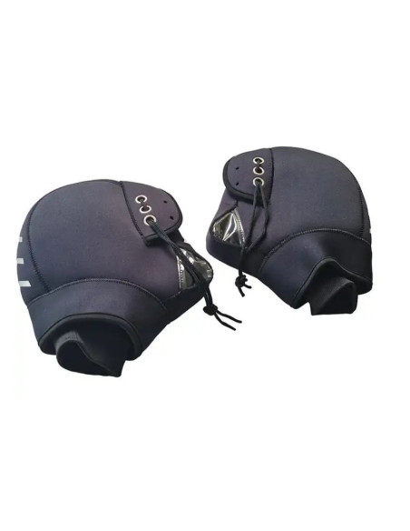 CASCO JET NEGRO BRILLO CON GAFAS INTERIORES + MANOPLAS DE MOTO