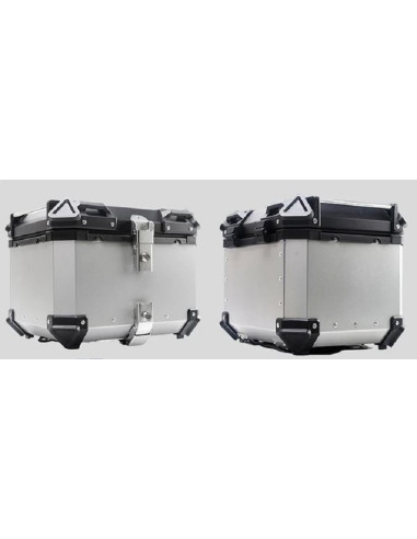 MALETA BAUL TRASERO ALUMINIO PLATA 42 LITROS + PARRILLA + FUNDA INTERIOR CON BOLSILLOS