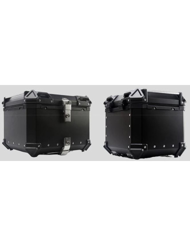 MALETA BAUL TRASERO ALUMINIO NEGRA 42 LITROS + PARRILLA + FUNDA INTERIOR CON BOLSILLOS