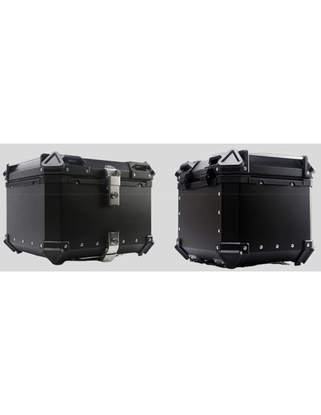 MALETA BAUL TRASERO ALUMINIO NEGRA 42 LITROS + PARRILLA + FUNDA INTERIOR CON BOLSILLOS