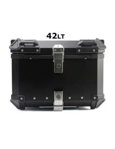 MALETA BAUL TRASERO ALUMINIO NEGRA 42 LITROS + PARRILLA + FUNDA INTERIOR CON BOLSILLOS
