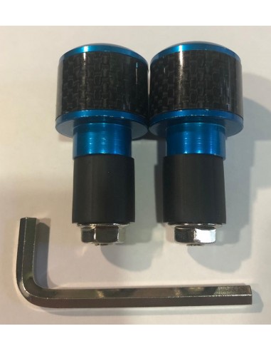 CONTRAPESOS DE MANILLAR DE MOTO AZULES CON EFECTO DE CARBONO