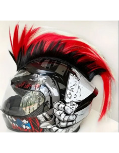 CRESTA CASCO MOTO ROJA/NEGRA EFECTO REFLECTANTE