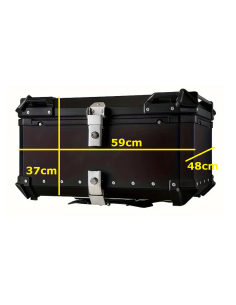 MALETA BAUL TRASERO ALUMINIO NEGRA 69 LITROS + PARRILLA + MAS FUNDA INTERIOR 2