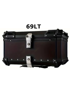 MALETA BAUL TRASERO ALUMINIO NEGRA 69 LITROS + PARRILLA + MAS FUNDA INTERIOR