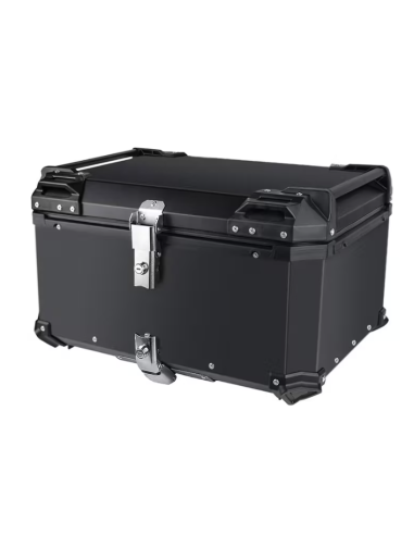 MALETA BAUL TRASERO ALUMINIO NEGRA 58 LITROS + PARRILLA + MAS FUNDA INTERIOR