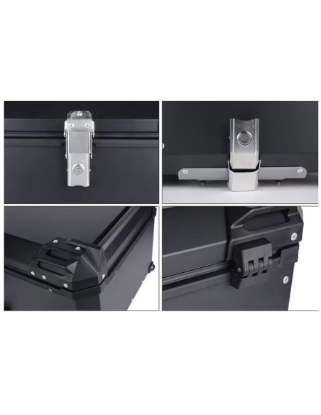 MALETA BAUL TRASERO ALUMINIO NEGRA 58 LITROS + PARRILLA + MAS FUNDA INTERIOR