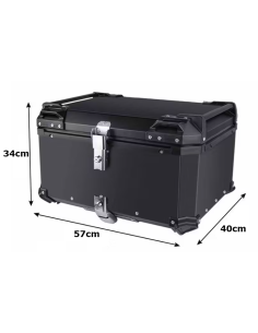 MALETA BAUL TRASERO ALUMINIO NEGRA 58 LITROS + PARRILLA + MAS FUNDA INTERIOR 2