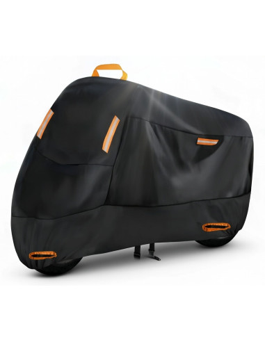 FUNDA DE MOTO CON CINTAS REFLECTANTES - TALLA XL - Largo 230cm x Ancho 95cm x Alto 125cm